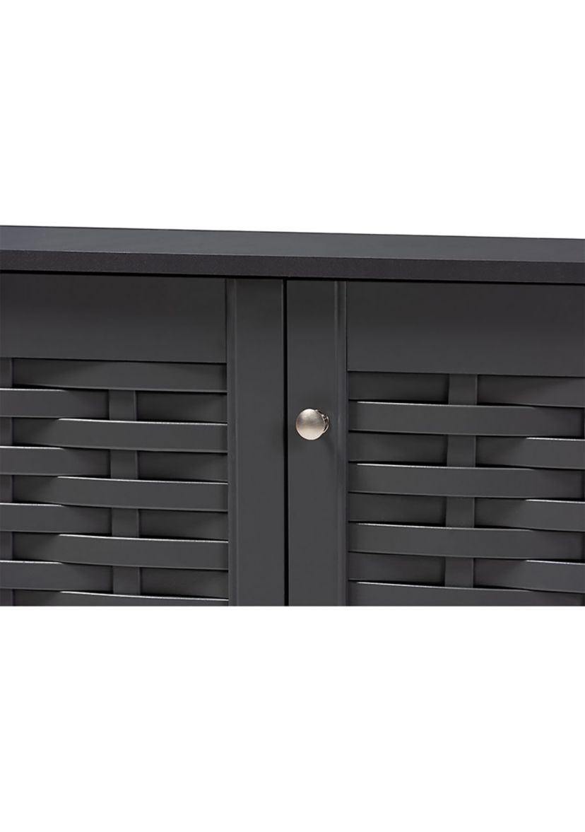 Winda Modern and Contemporary Dark Gray 3-Door Wooden Entryway Shoe Storage Cabinet
