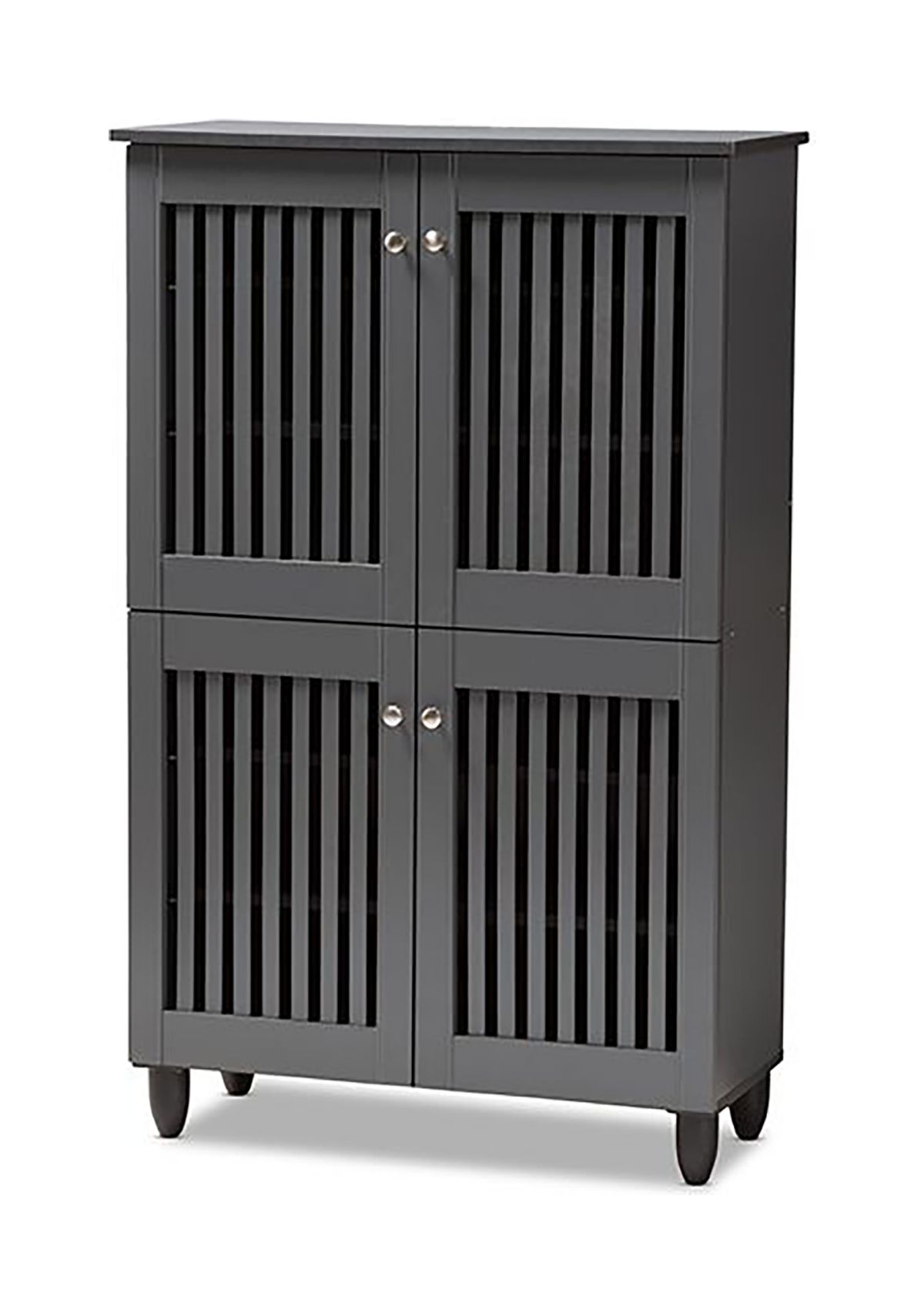 Fernanda Modern and Contemporary Dark Gray 4-Door Wooden Entryway Shoe Storage Cabinet