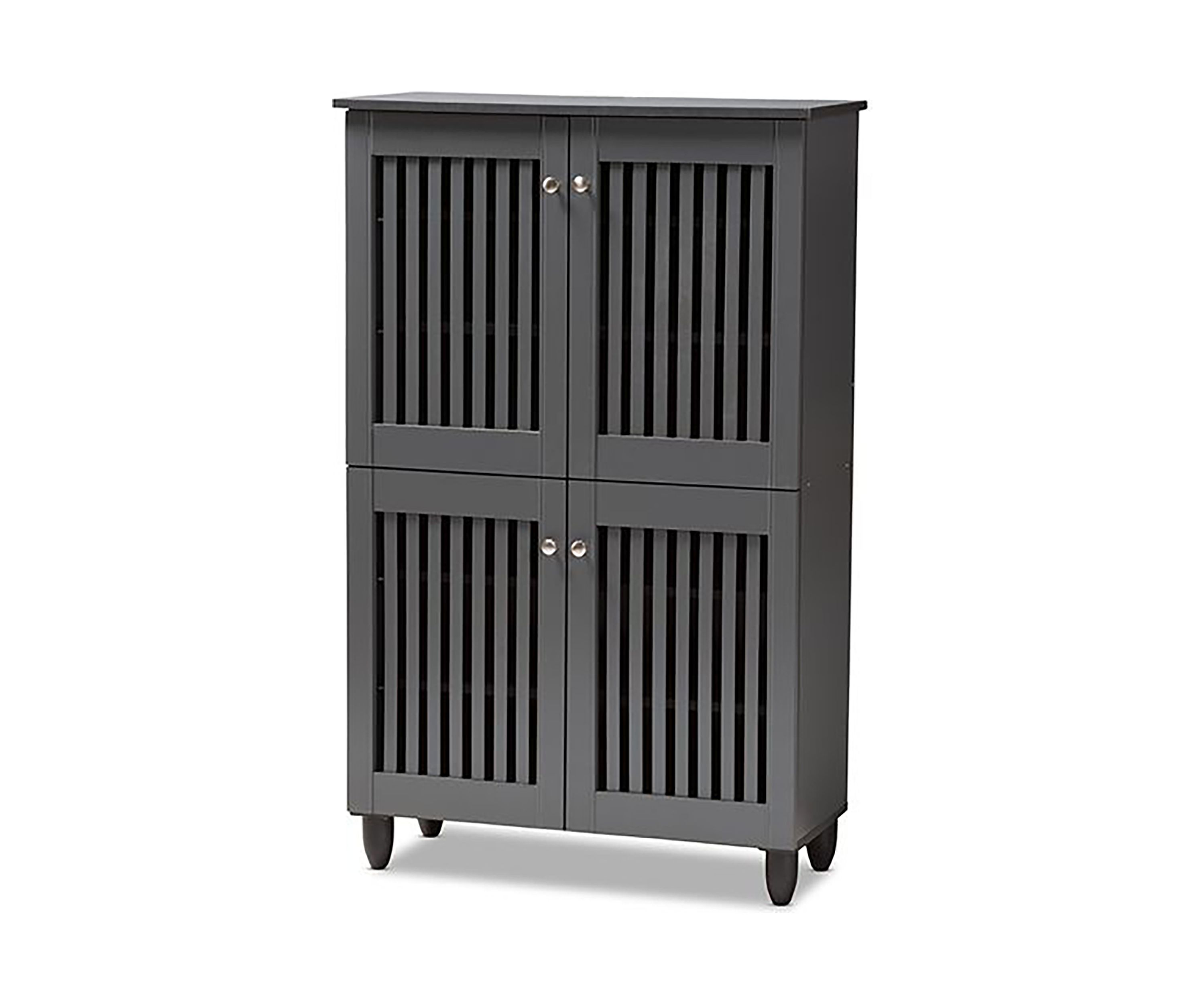 Fernanda Modern and Contemporary Dark Gray 4-Door Wooden Entryway Shoe Storage Cabinet