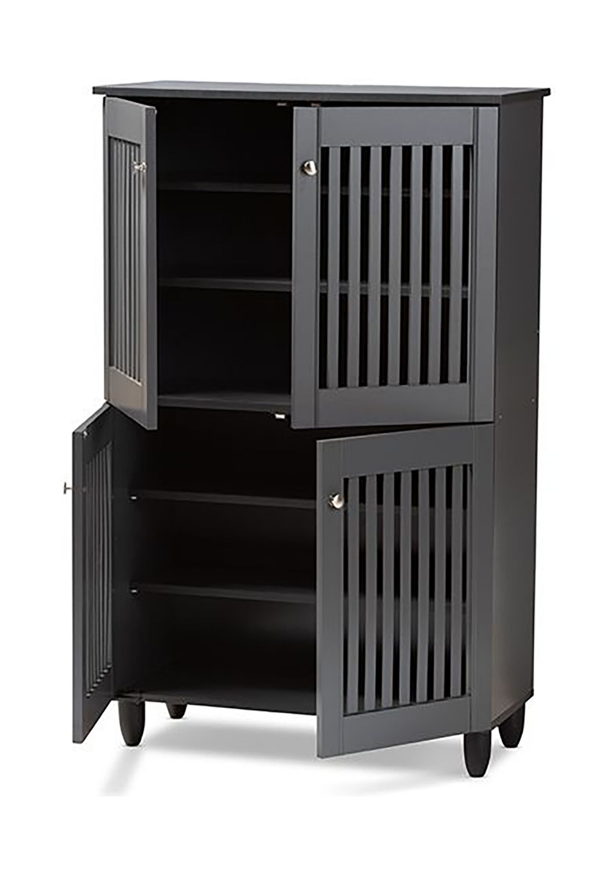Fernanda Modern and Contemporary Dark Gray 4-Door Wooden Entryway Shoe Storage Cabinet