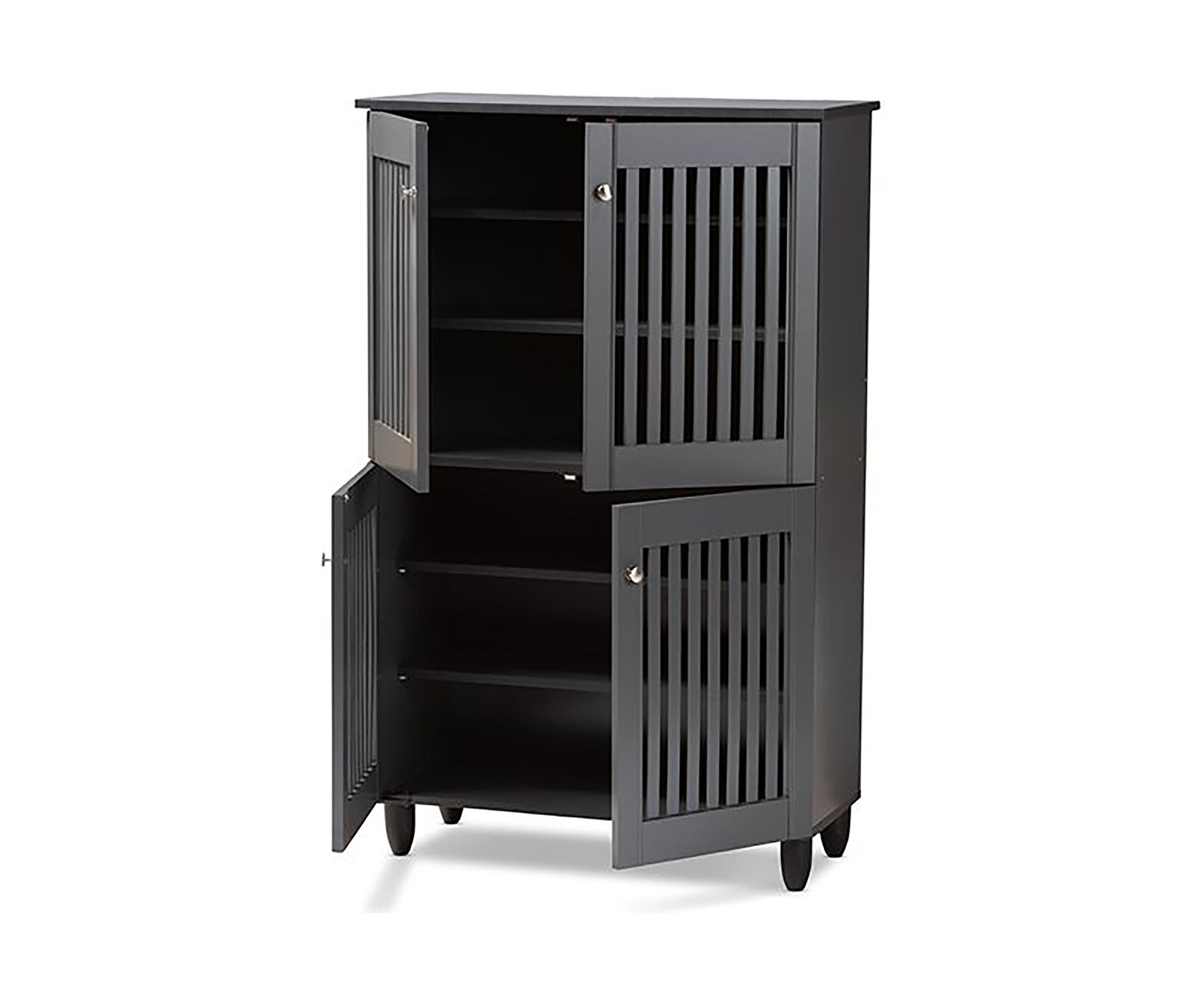 Fernanda Modern and Contemporary Dark Gray 4-Door Wooden Entryway Shoe Storage Cabinet