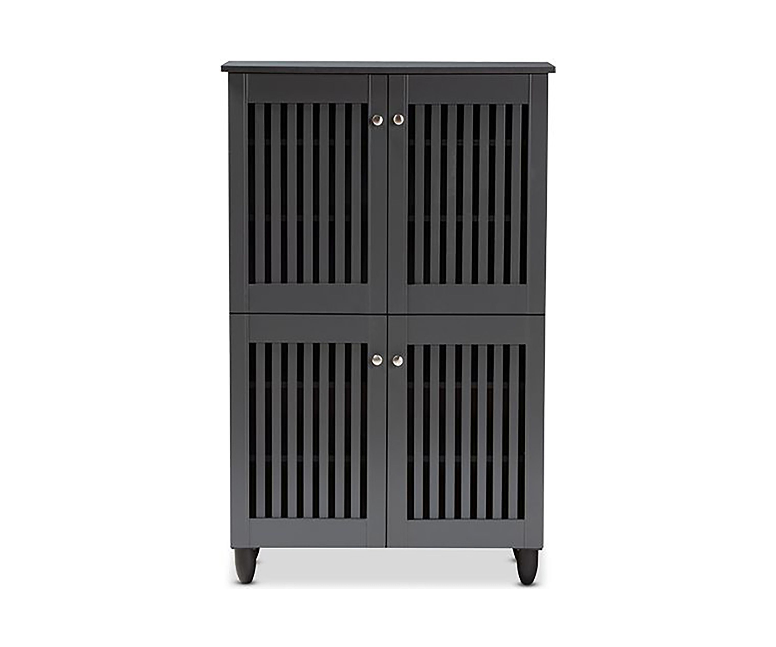 Fernanda Modern and Contemporary Dark Gray 4-Door Wooden Entryway Shoe Storage Cabinet