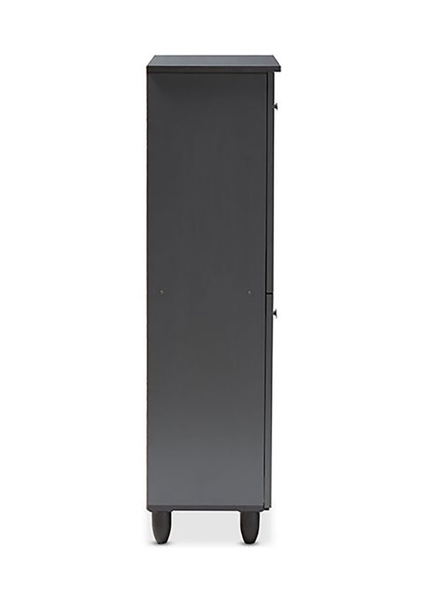 Fernanda Modern and Contemporary Dark Gray 4-Door Wooden Entryway Shoe Storage Cabinet
