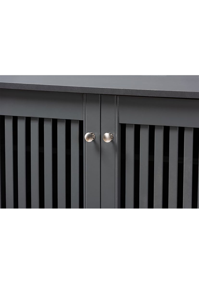 Fernanda Modern and Contemporary Dark Gray 4-Door Wooden Entryway Shoe Storage Cabinet