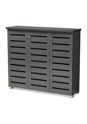 Adalwin Modern and Contemporary Dark Gray 3-Door Wooden Entryway Shoe Storage Cabinet