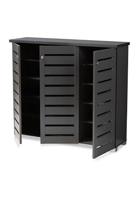 Adalwin Modern and Contemporary Dark Gray 3-Door Wooden Entryway Shoe Storage Cabinet
