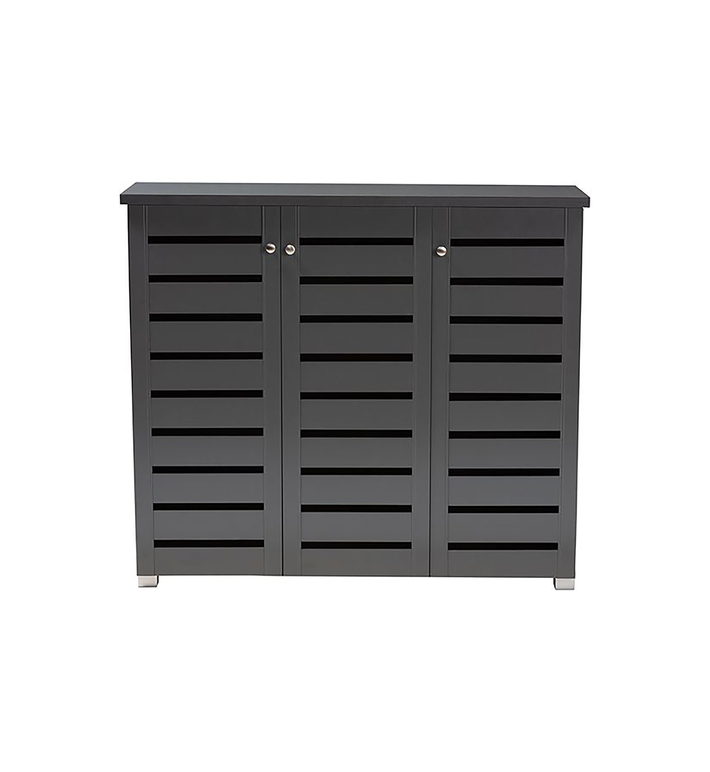Adalwin Modern and Contemporary Dark Gray 3-Door Wooden Entryway Shoe Storage Cabinet