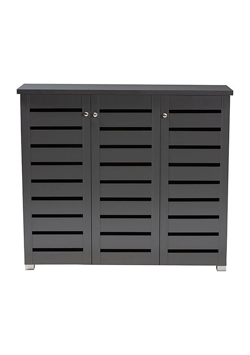 Adalwin Modern and Contemporary Dark Gray 3-Door Wooden Entryway Shoe Storage Cabinet