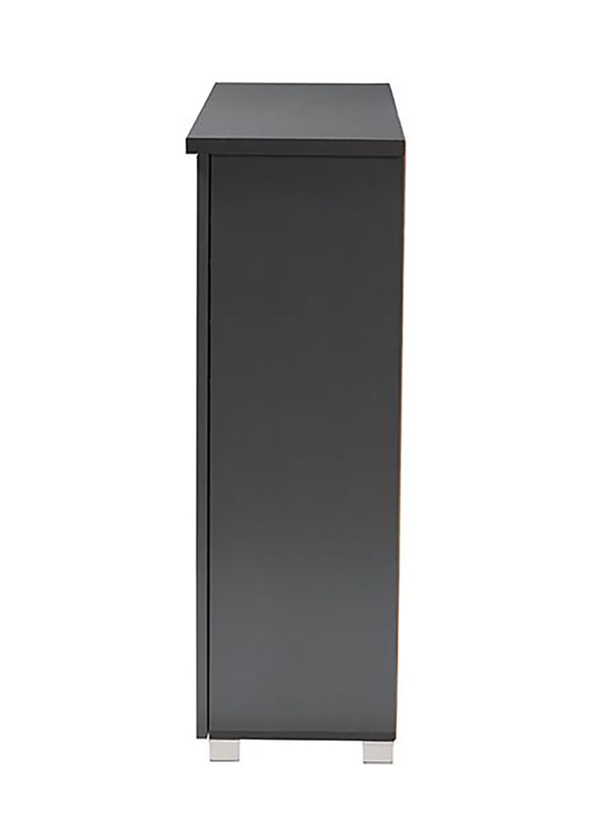 Adalwin Modern and Contemporary Dark Gray 3-Door Wooden Entryway Shoe Storage Cabinet