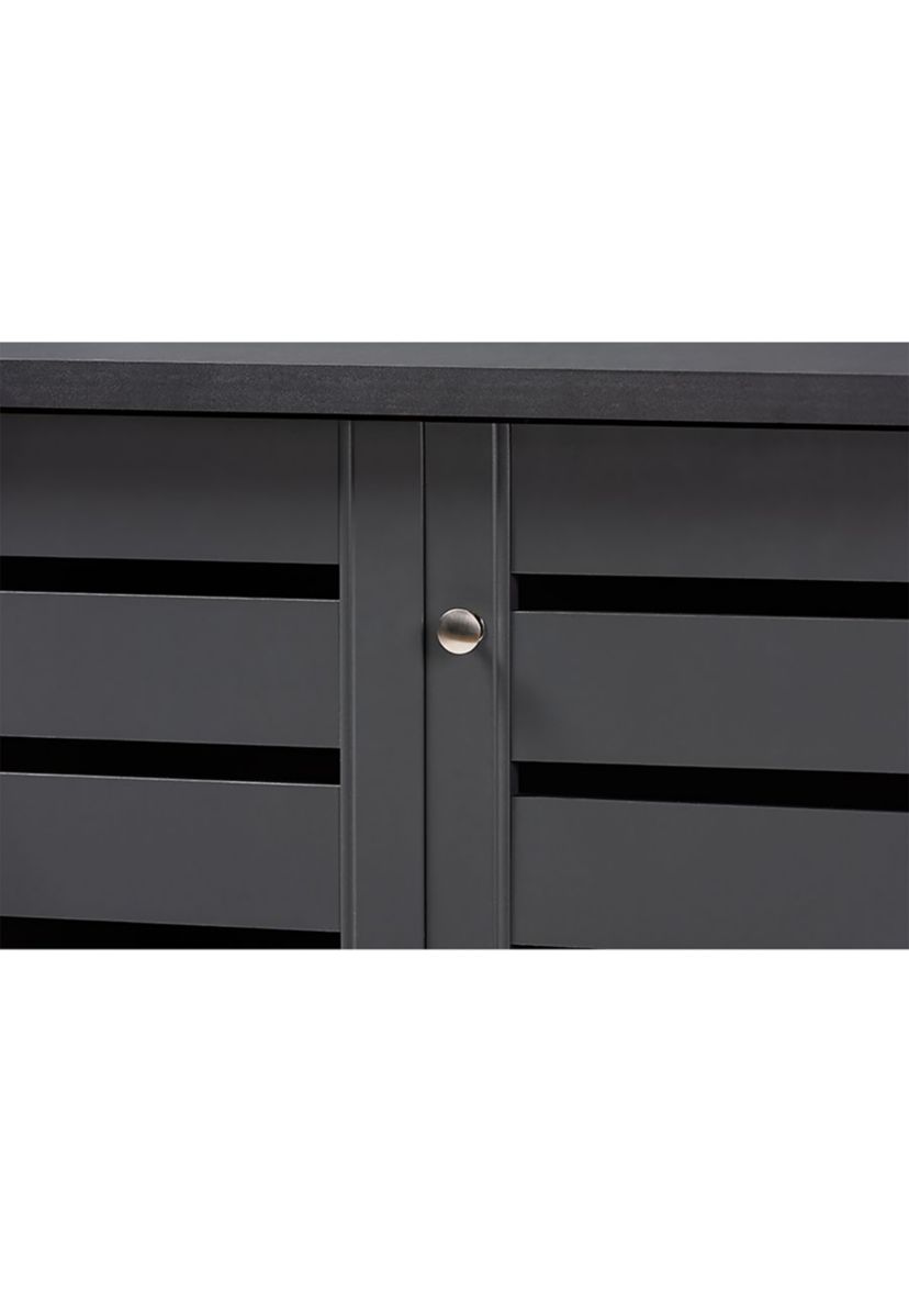 Adalwin Modern and Contemporary Dark Gray 3-Door Wooden Entryway Shoe Storage Cabinet