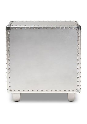 Davet French Industrial Silver Metal 2-Drawer Nightstand