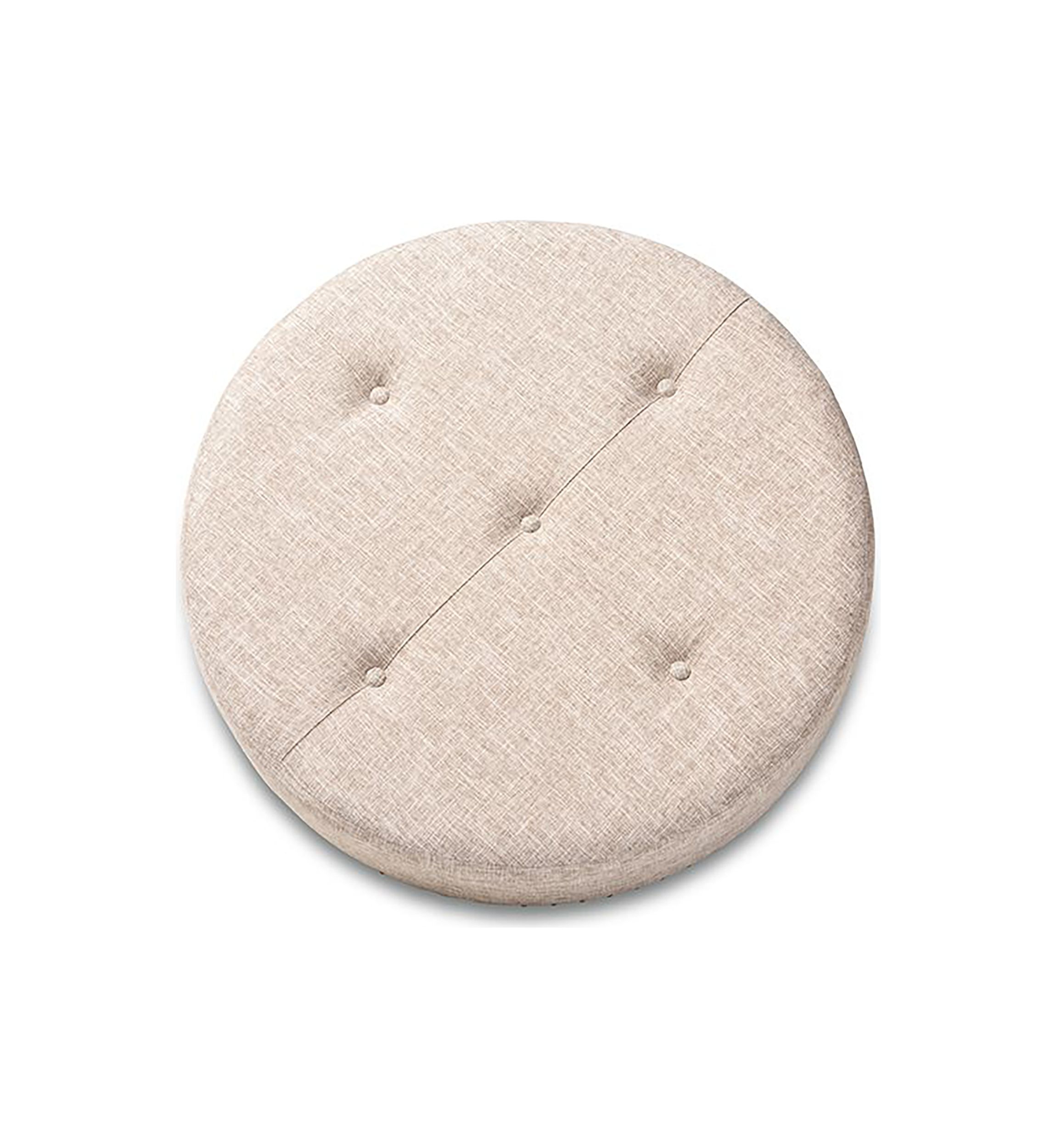 Vinet Modern and Contemporary Beige Fabric Upholstered Natural Wood Cocktail Ottoman