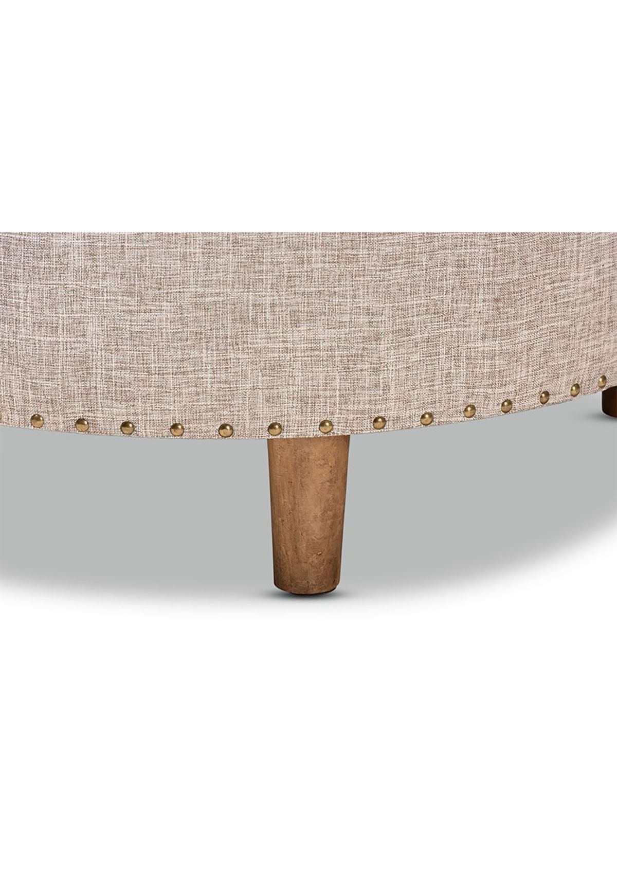 Vinet Modern and Contemporary Beige Fabric Upholstered Natural Wood Cocktail Ottoman
