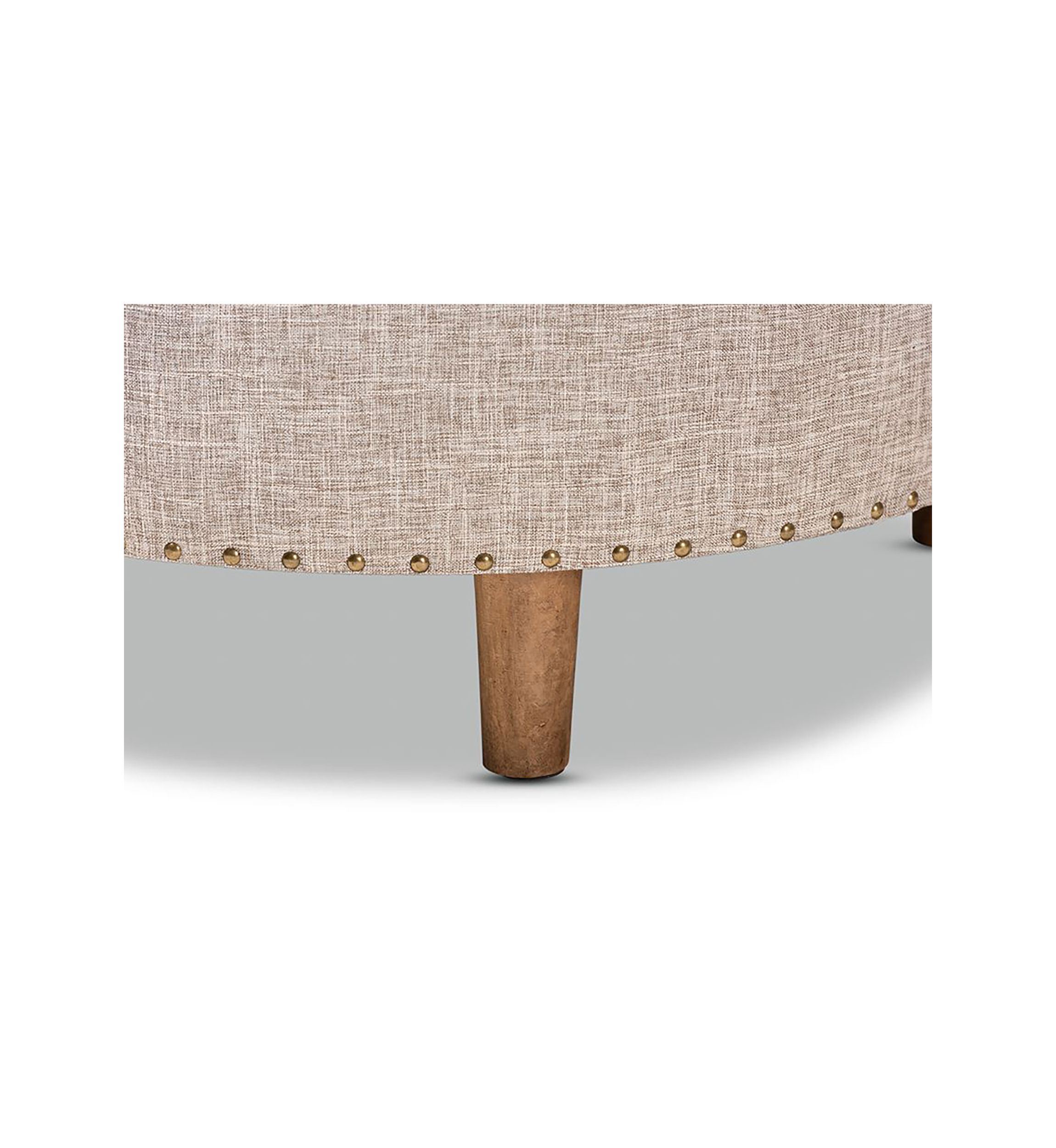 Vinet Modern and Contemporary Beige Fabric Upholstered Natural Wood Cocktail Ottoman
