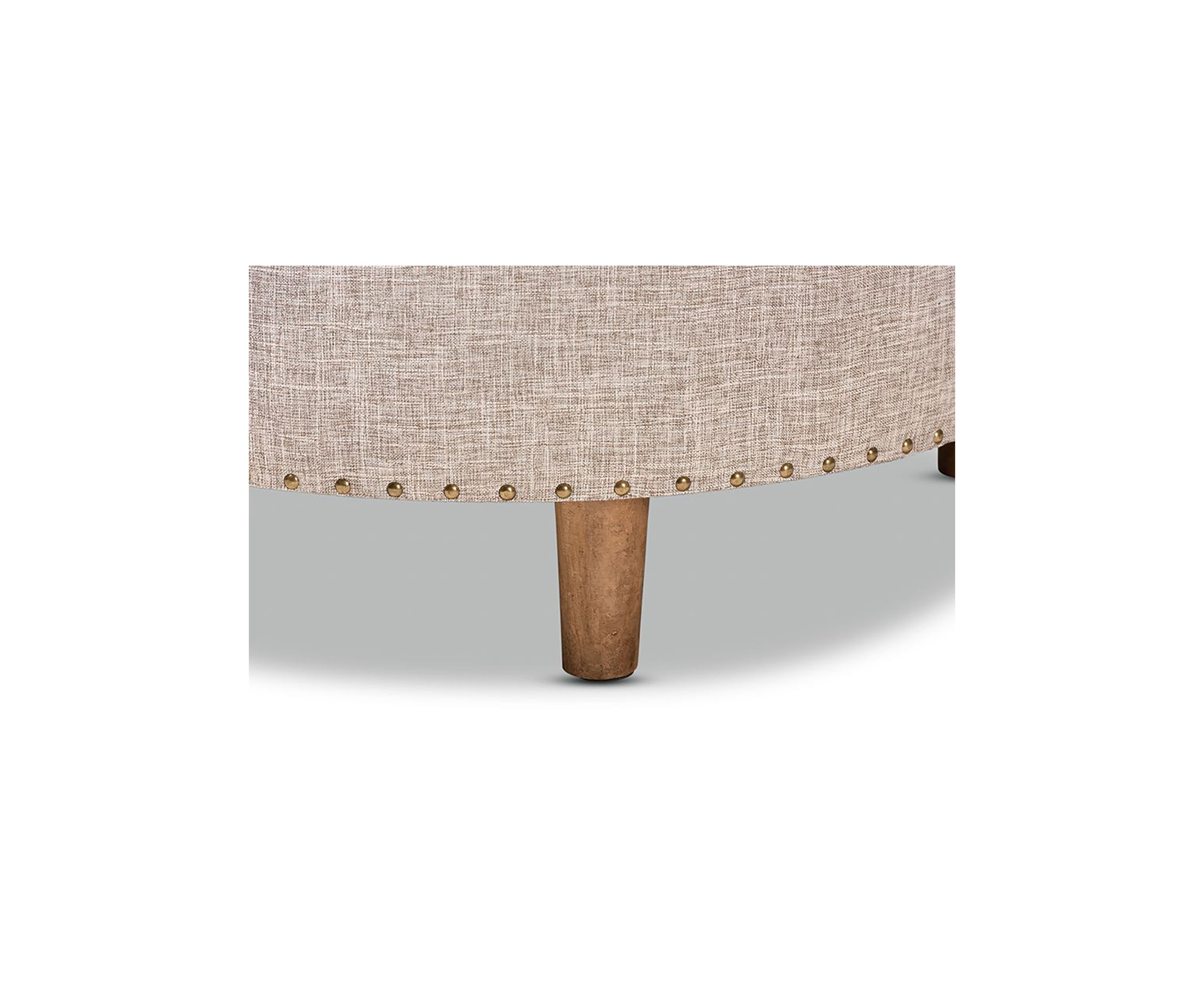 Vinet Modern and Contemporary Beige Fabric Upholstered Natural Wood Cocktail Ottoman