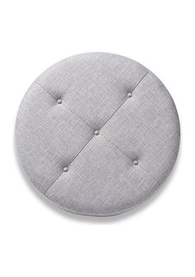 Vinet Modern and Contemporary Light Gray Fabric Upholstered Natural Wood Cocktail Ottoman