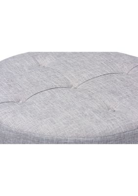Vinet Modern and Contemporary Light Gray Fabric Upholstered Natural Wood Cocktail Ottoman