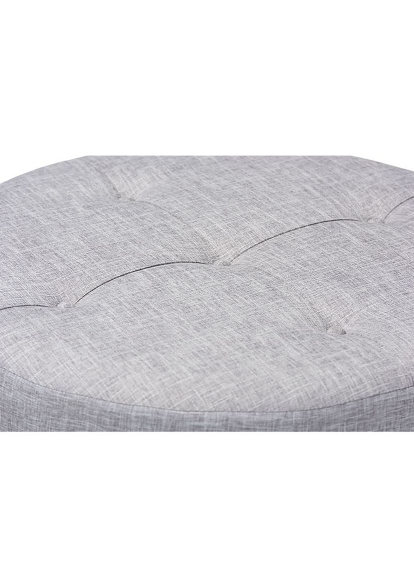 Vinet Modern and Contemporary Light Gray Fabric Upholstered Natural Wood Cocktail Ottoman