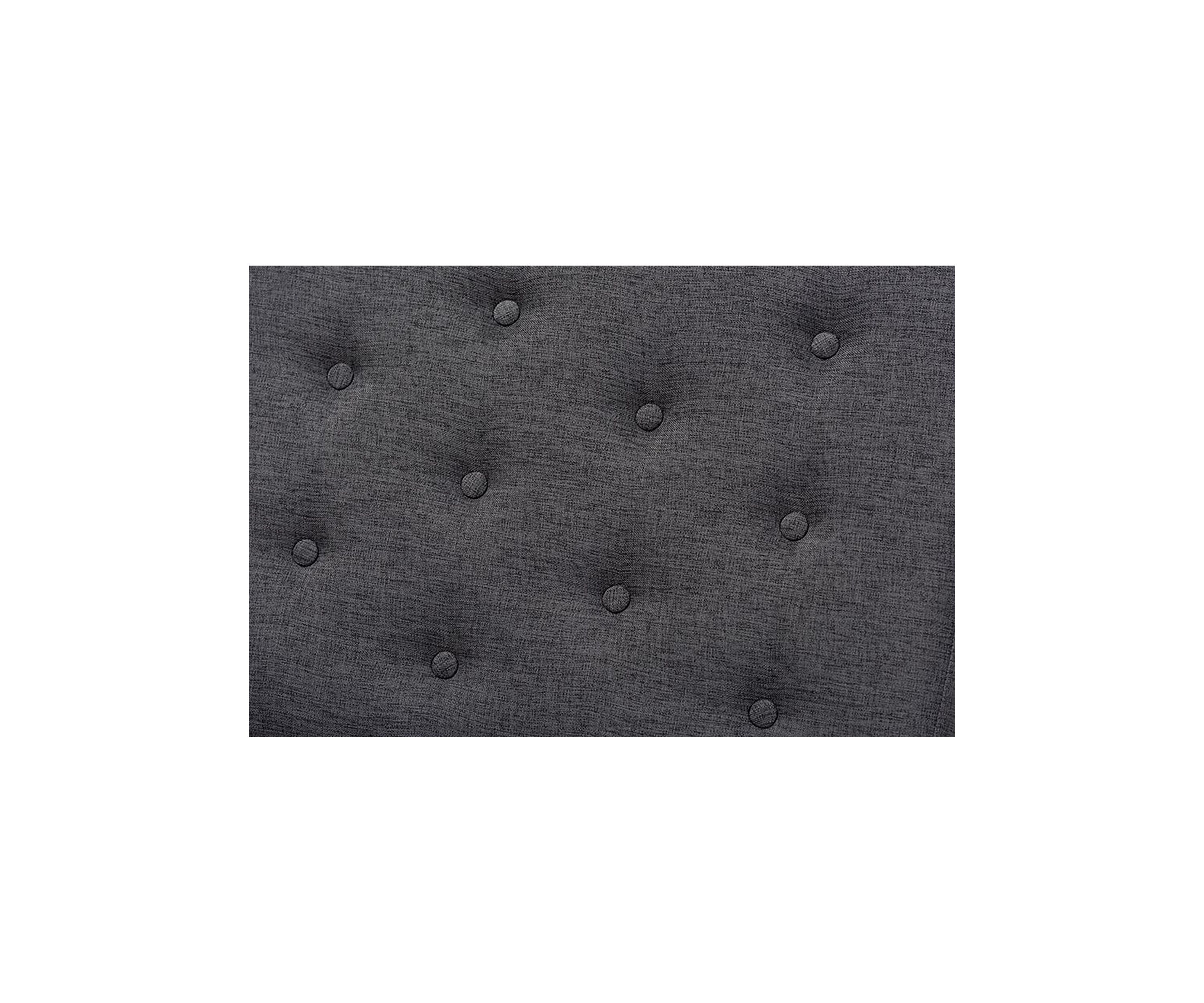 Linus Mid-Century Modern Dark Grey Fabric Upholstered and Button Tufted Wood Bench