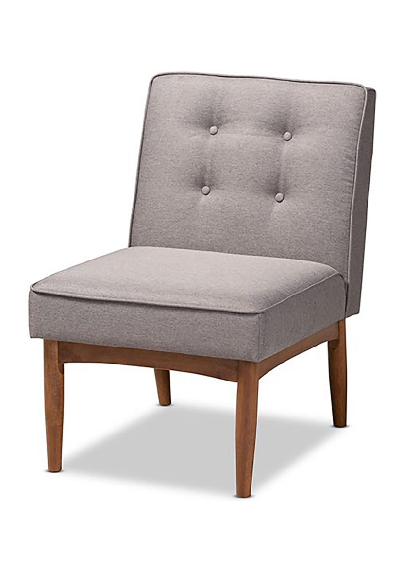 Arvid Mid-Century Modern Gray Fabric Upholstered Wood Dining Chair