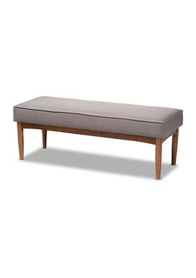 Arvid Mid-Century Modern Gray Fabric Upholstered Wood Dining Bench