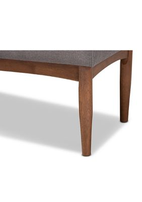 Arvid Mid-Century Modern Gray Fabric Upholstered Wood Dining Bench