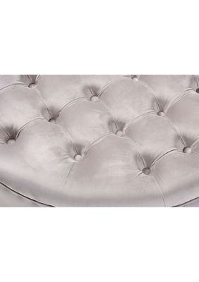 Iglehart Modern and Contemporary Light Gray Velvet Fabric Upholstered Tufted Cocktail Ottoman