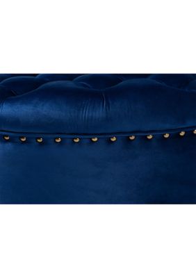 Iglehart Modern and Contemporary Royal Blue Velvet Fabric Upholstered Tufted Cocktail Ottoman