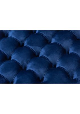 Iglehart Modern and Contemporary Royal Blue Velvet Fabric Upholstered Tufted Cocktail Ottoman