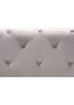 Calvetti Modern and Contemporary Slate Gray Velvet Fabric Upholstered Button-Tufted Cocktail Ottoman