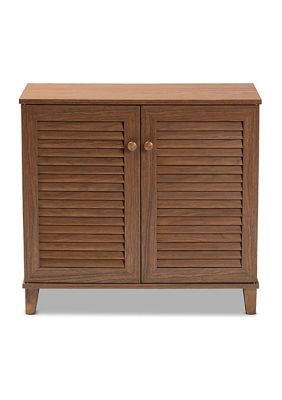 Coolidge Modern and Contemporary and Walnut Finished -Shelf Wood Shoe Storage Cabinet