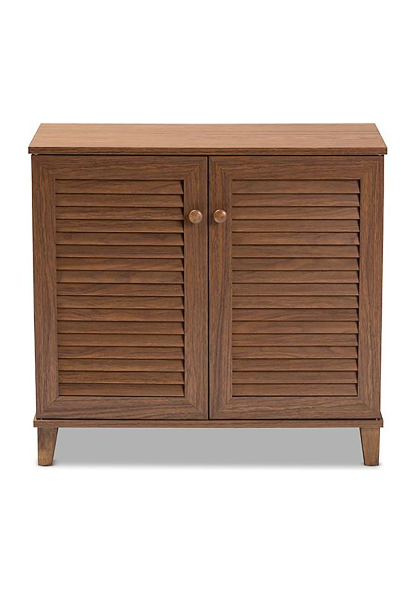 Coolidge Modern and Contemporary Walnut Finished 4-Shelf Wood Shoe Storage Cabinet
