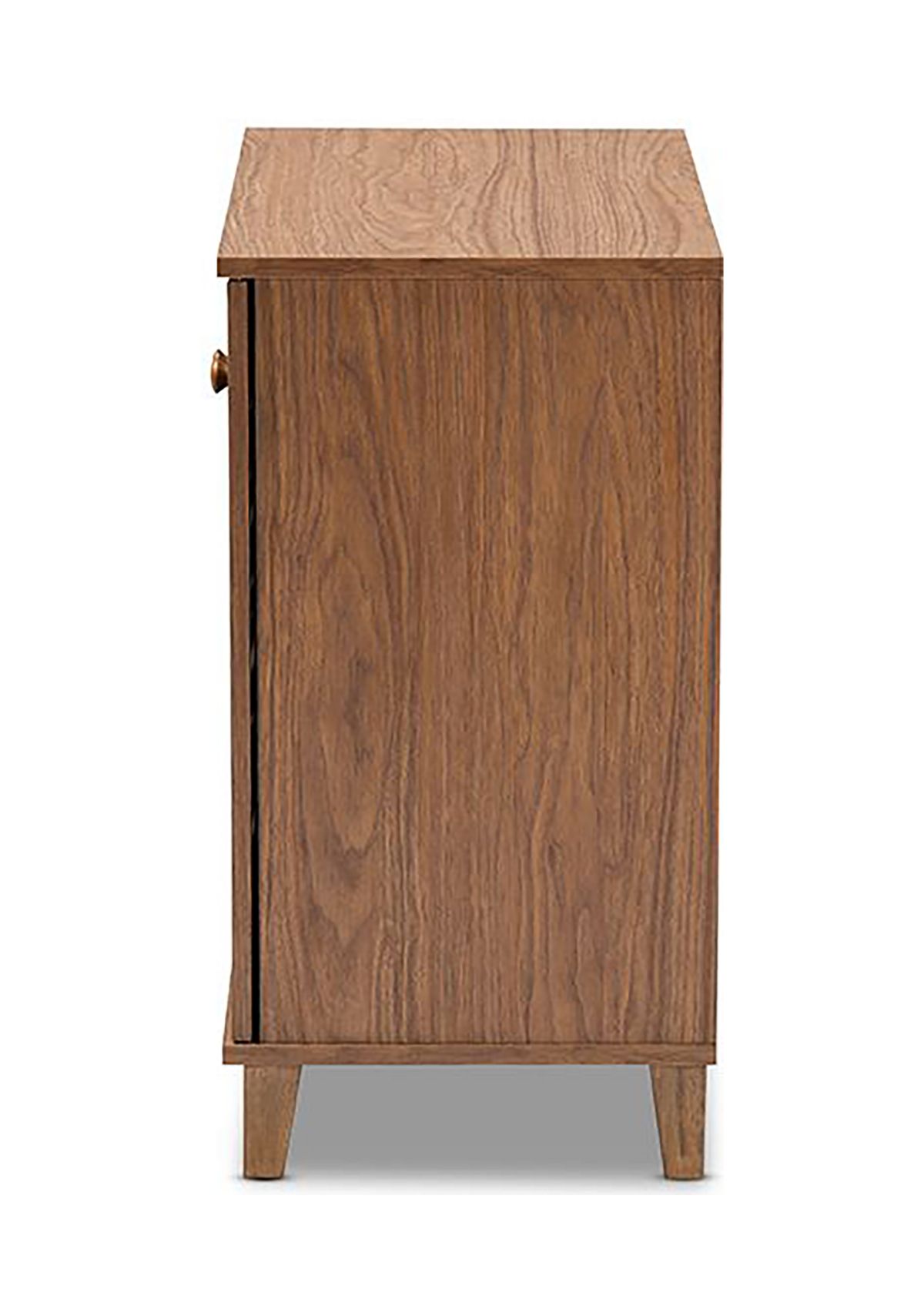 Coolidge Modern and Contemporary Walnut Finished 4-Shelf Wood Shoe Storage Cabinet