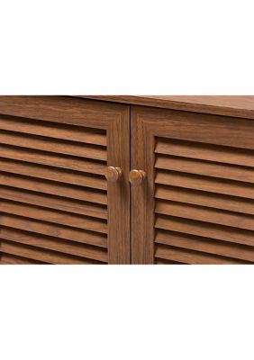 Coolidge Modern and Contemporary and Walnut Finished -Shelf Wood Shoe Storage Cabinet