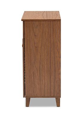 Coolidge Modern and Contemporary and Walnut Finished -Shelf Wood Shoe Storage Cabinet with Drawer