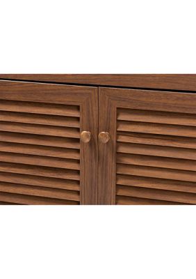 Coolidge Modern and Contemporary and Walnut Finished -Shelf Wood Shoe Storage Cabinet with Drawer