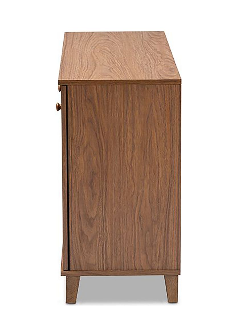 Coolidge Modern and Contemporary Walnut Finished 8-Shelf Wood Shoe Storage Cabinet