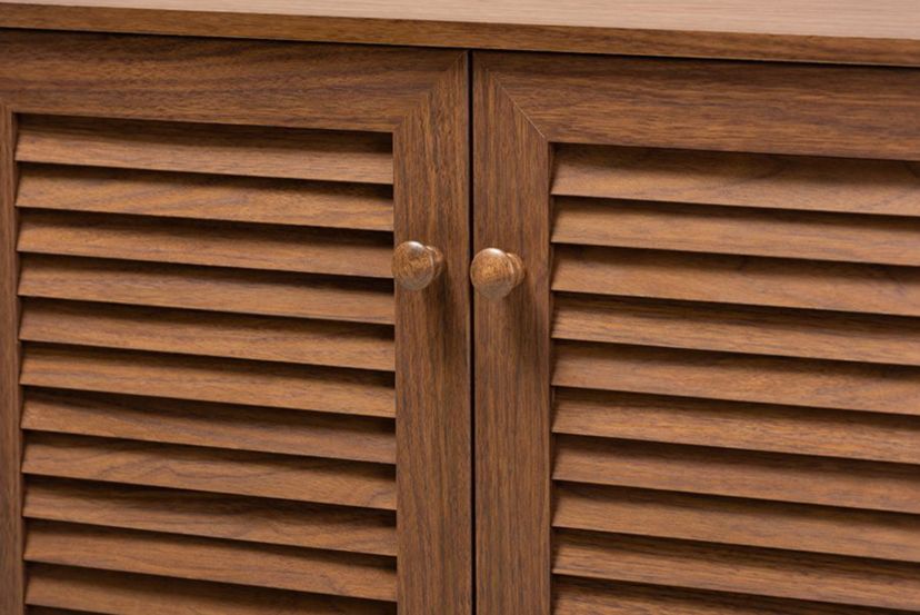 Coolidge Modern and Contemporary Walnut Finished 8-Shelf Wood Shoe Storage Cabinet