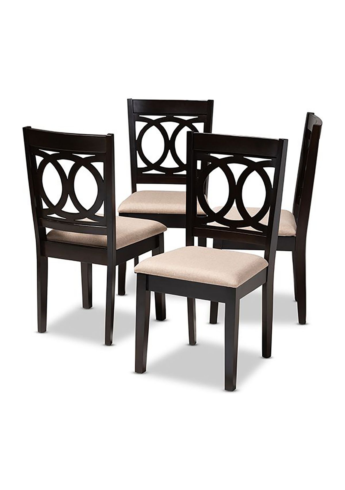 Lenoir Modern and Contemporary Sand Fabric Upholstered Espresso Brown Finished Wood Dining Chair