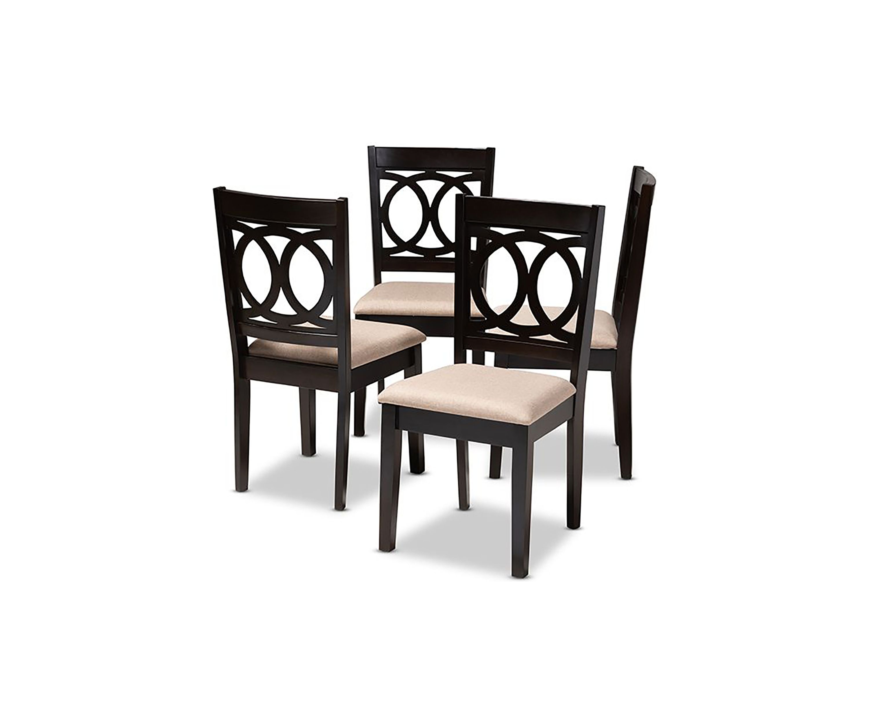 Lenoir Modern and Contemporary Sand Fabric Upholstered Espresso Brown Finished Wood Dining Chair