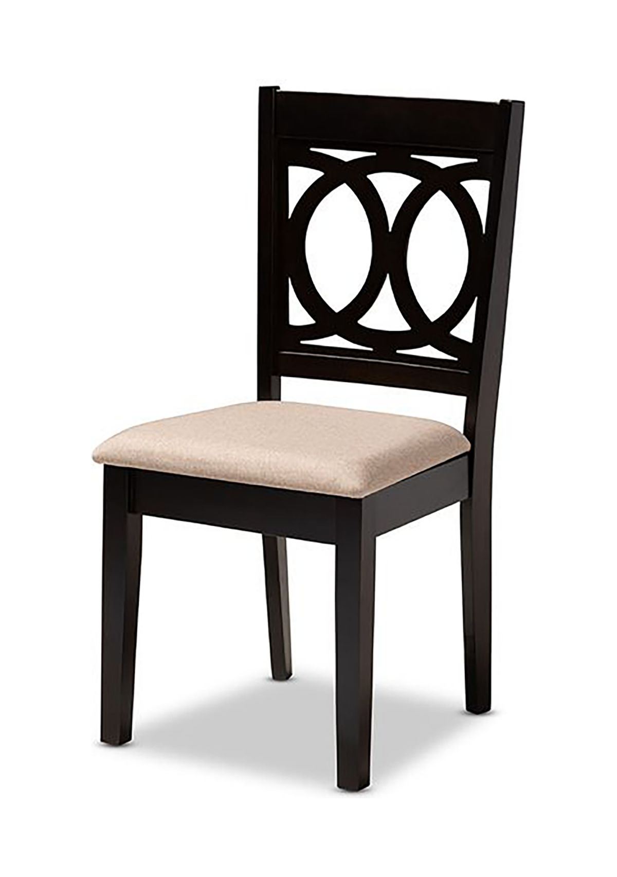 Lenoir Modern and Contemporary Sand Fabric Upholstered Espresso Brown Finished Wood Dining Chair