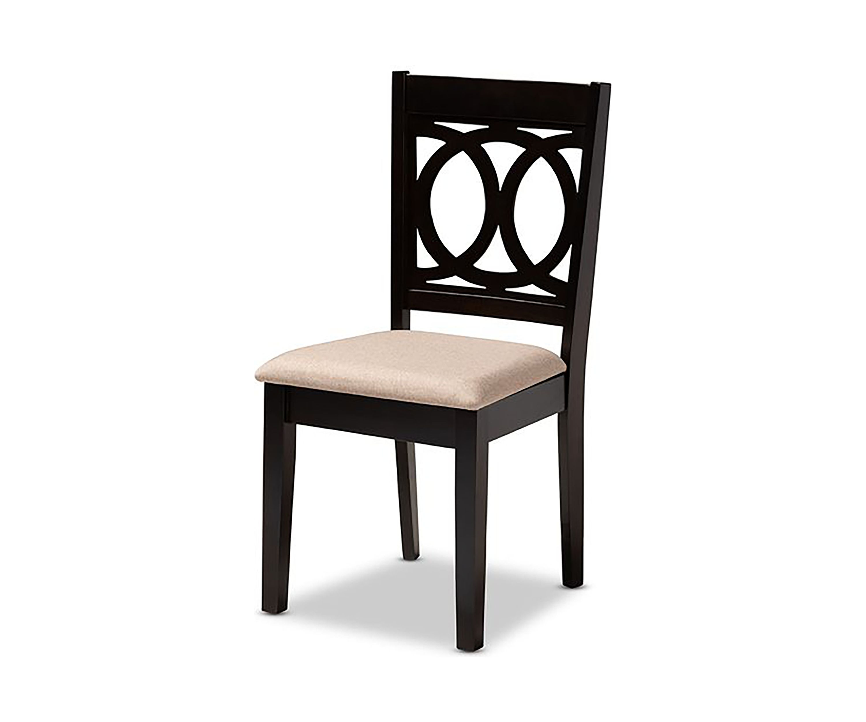 Lenoir Modern and Contemporary Sand Fabric Upholstered Espresso Brown Finished Wood Dining Chair