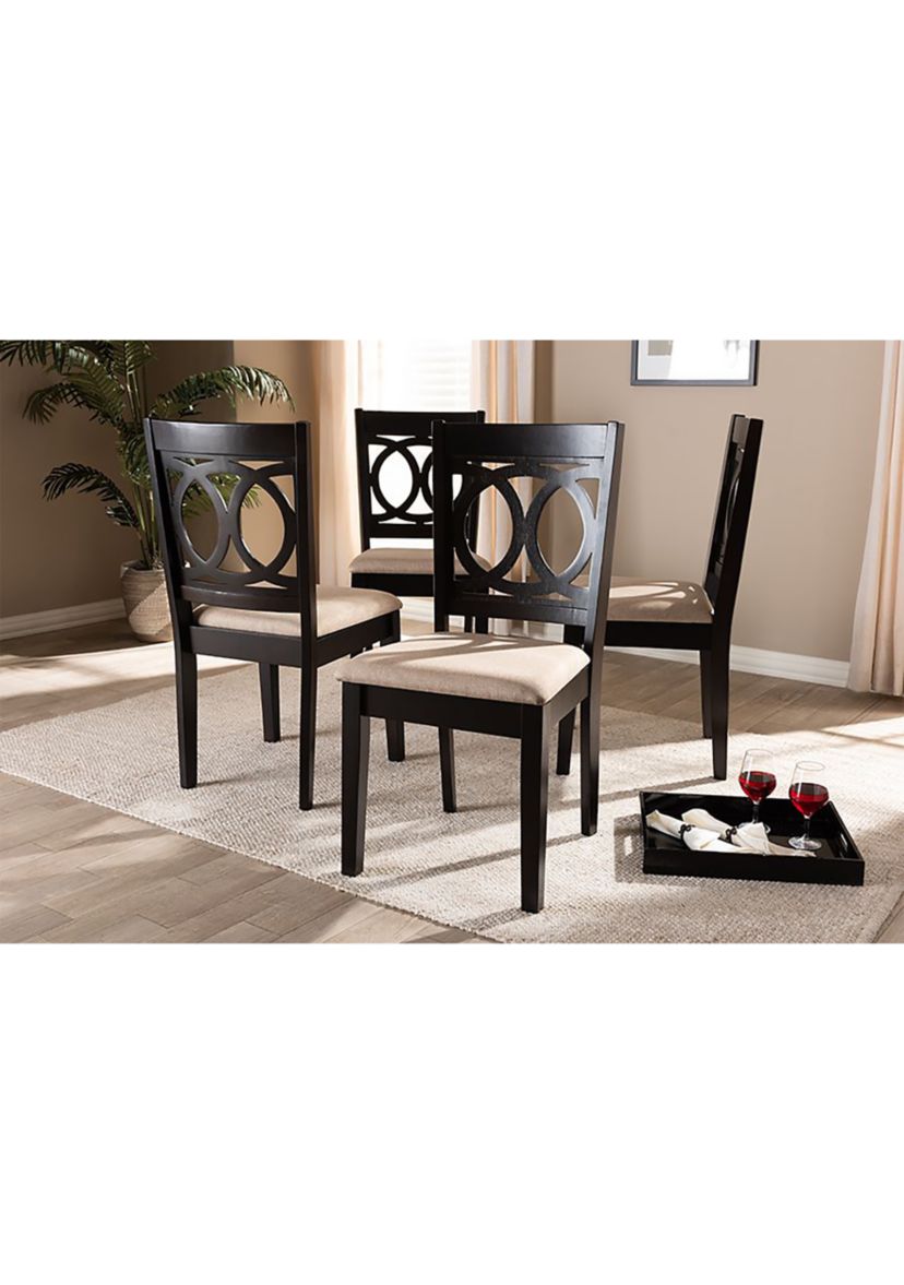 Lenoir Modern and Contemporary Sand Fabric Upholstered Espresso Brown Finished Wood Dining Chair