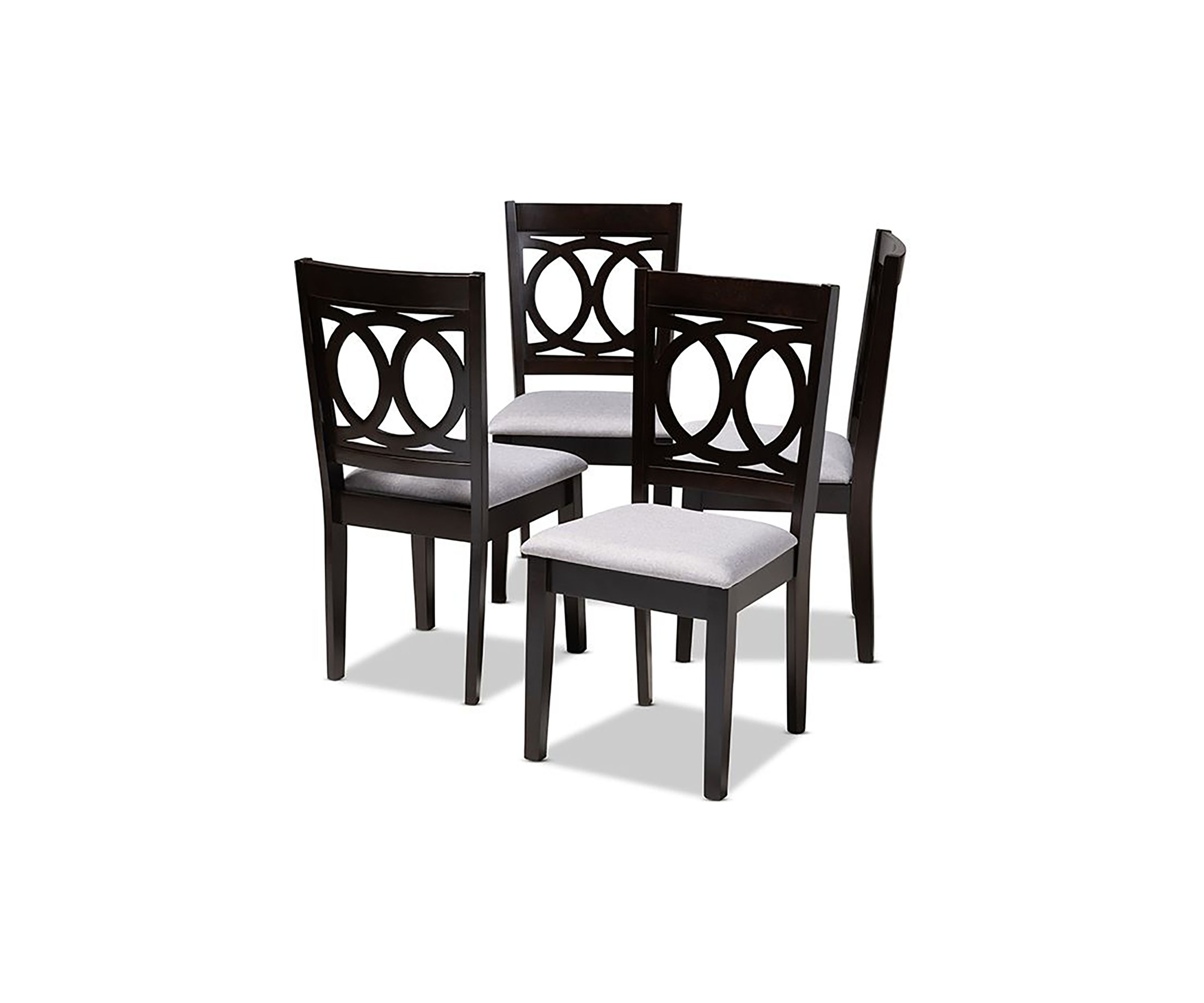 Lenoir Modern and Contemporary Gray Fabric Upholstered Espresso Brown Finished Wood Dining Chair