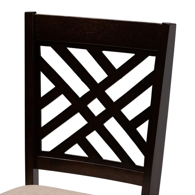 Ellie Modern Beige Fabric and Dark Brown Finished Wood 5-Piece Dining Set