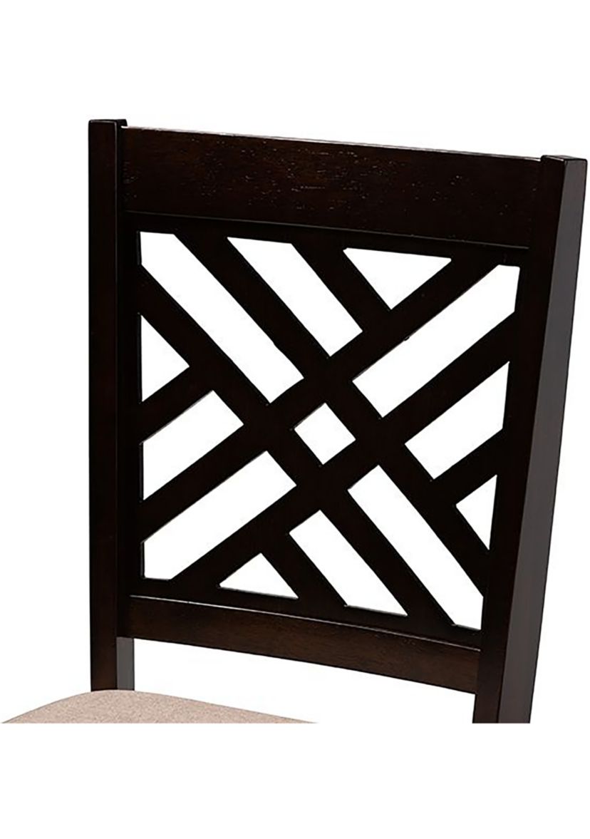 Caron Modern and Contemporary Sand Fabric Upholstered Espresso Brown Finished Wood 5-Piece Dining Set