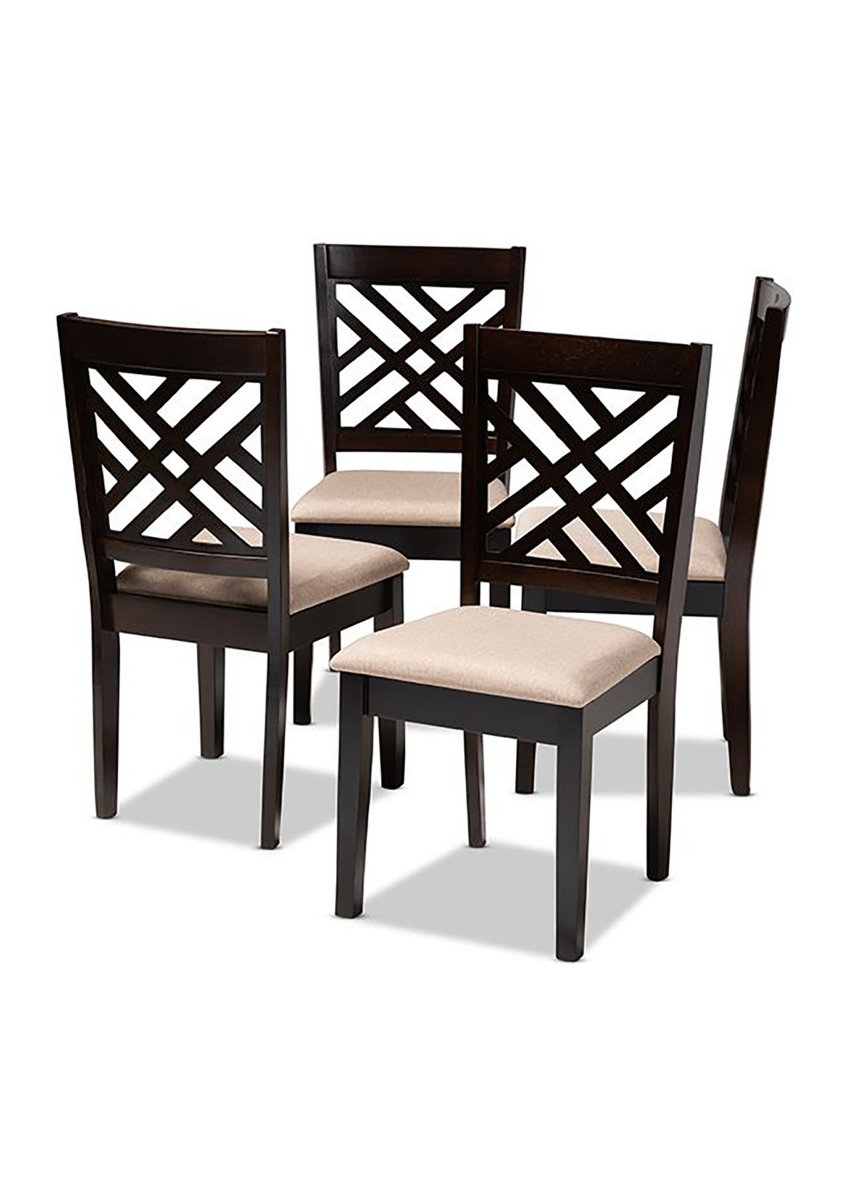 Caron Modern and Contemporary Sand Fabric Upholstered Espresso Brown Finished Wood Dining Chair