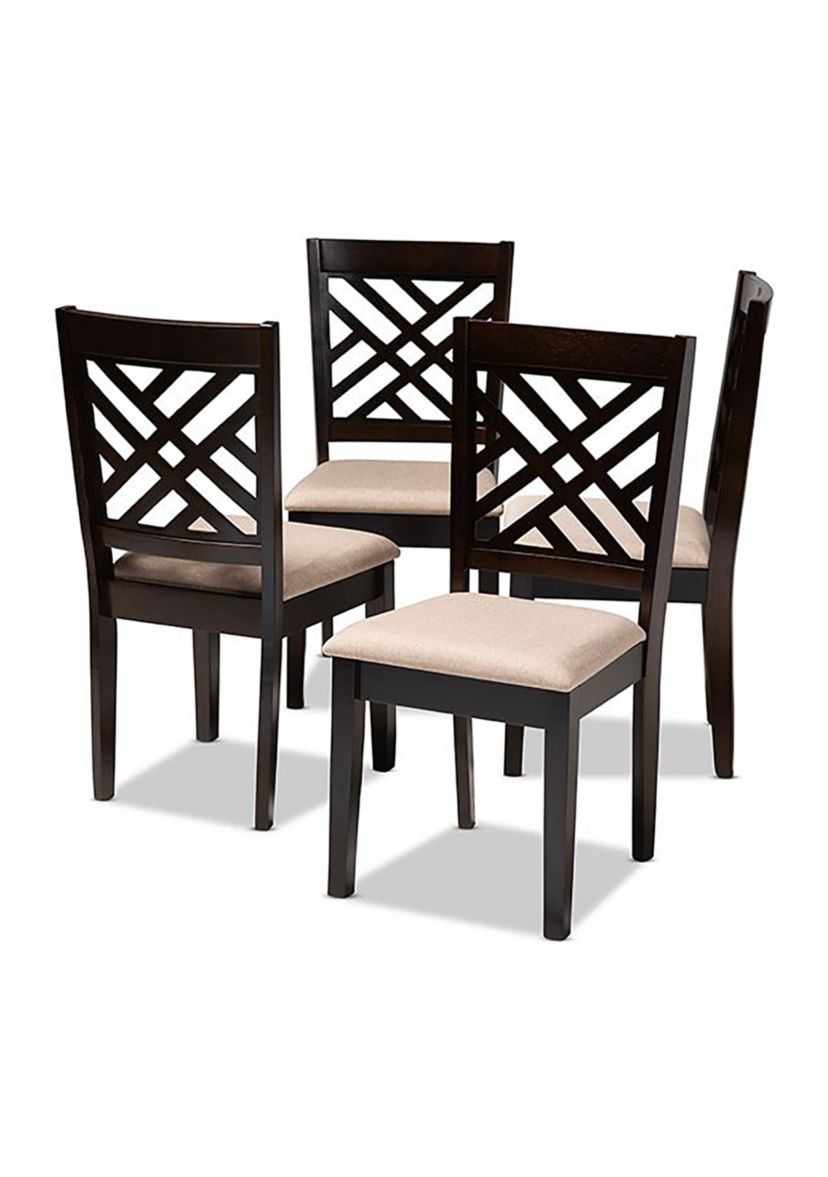 Caron Modern and Contemporary Sand Fabric Upholstered Espresso Brown Finished Wood Dining Chair