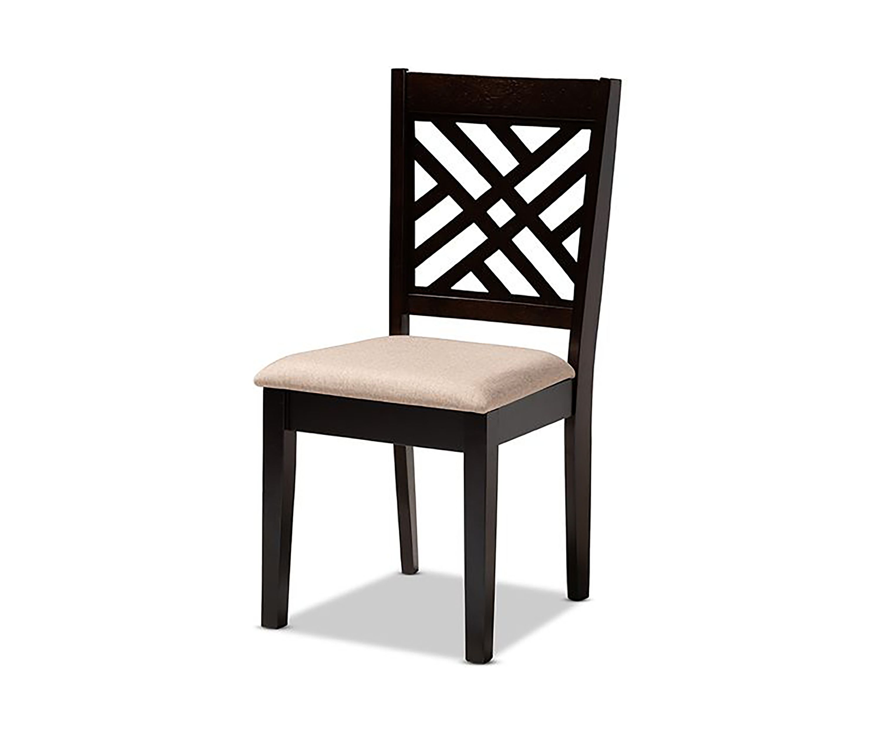 Caron Modern and Contemporary Sand Fabric Upholstered Espresso Brown Finished Wood Dining Chair
