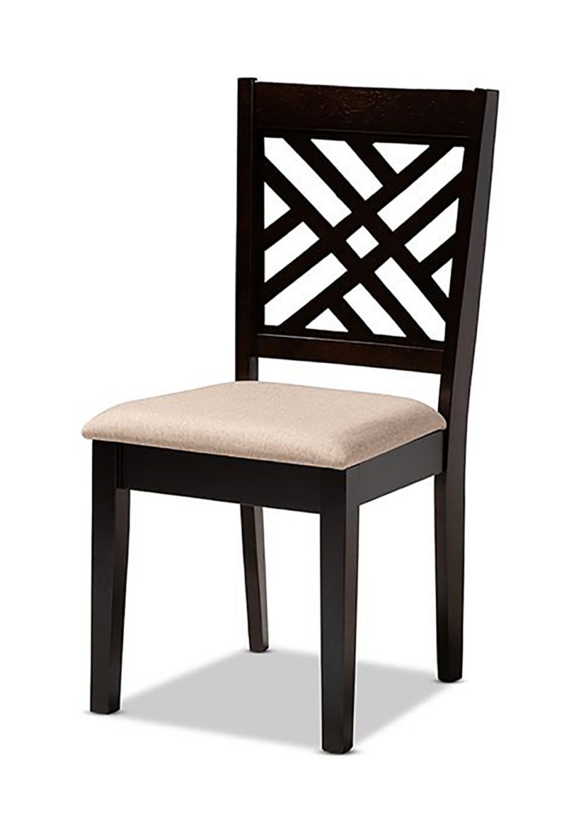 Caron Modern and Contemporary Sand Fabric Upholstered Espresso Brown Finished Wood Dining Chair